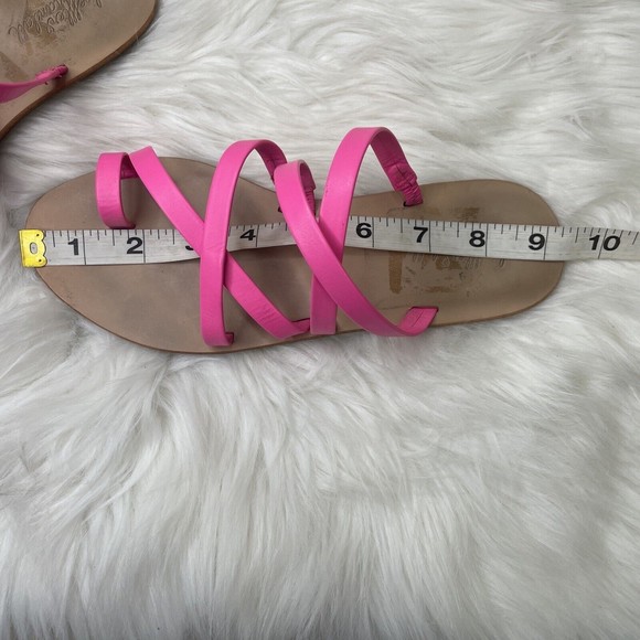 Loeffler Randall Womens Toe Thong Sarie Sandal Flats 6 Strap Slip On Hot Pink - Picture 7 of 7